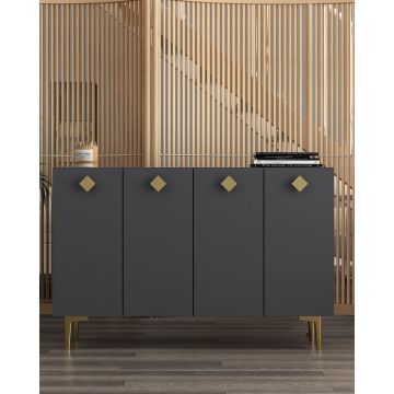 Consola, Hanah Home, More, 120x80x29.6 cm, PAL , Antracit / Aur