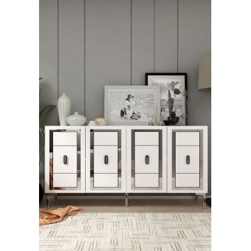 Consola, Hanah Home, Orion, 150x75x35 cm, PAL , Alb / Argintiu