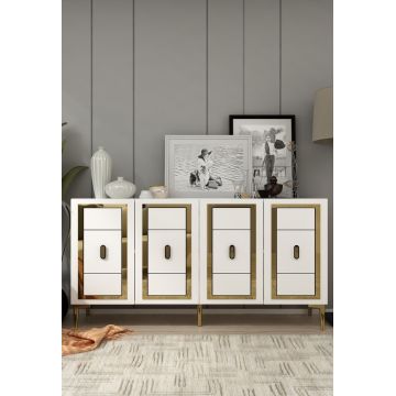 Consola, Hanah Home, Orion, 150x75x35 cm, PAL , Alb/Auriu