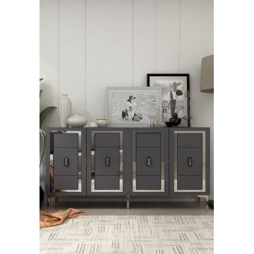 Consola, Hanah Home, Orion, 150x75x35 cm, PAL , Antracit / Argintiu