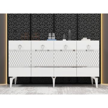 Consola, Hanah Home, Pelin, 150x79x40 cm, PAL , Alb / Argintiu