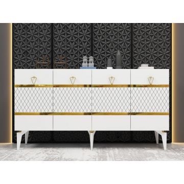 Consola, Hanah Home, Pelin, 150x79x40 cm, PAL , Alb/Auriu