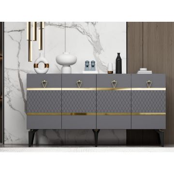 Consola, Hanah Home, Pelin, 150x79x40 cm, PAL , Antracit / Aur