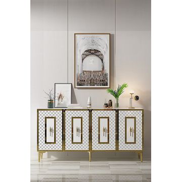 Consola, Hanah Home, Puma 150, 150x75x32 cm, PAL , Alb/Auriu