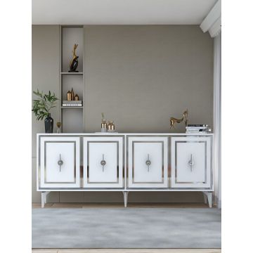 Consola, Hanah Home, Samba, 180x78.6x35 cm, PAL , Alb / Argintiu