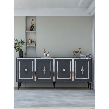Consola, Hanah Home, Samba, 180x78.6x35 cm, PAL , Antracit / Argintiu