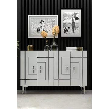 Consola, Hanah Home, Sina, 120x80x29.6 cm, PAL , Alb / Argintiu