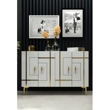 Consola, Hanah Home, Sina, 120x80x29.6 cm, PAL , Alb/Auriu