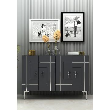 Consola, Hanah Home, Sina, 120x80x29.6 cm, PAL , Antracit / Argintiu