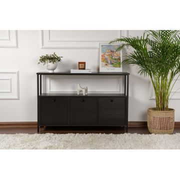 Consola, Hanah Home, Solace, PAL, Negru lemn / Negru