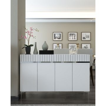 Consola, Hanah Home, Swiss, 120x80x29.6 cm, PAL , Alb / Argintiu