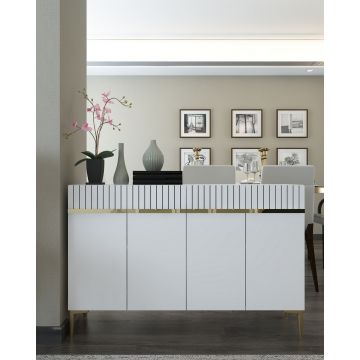 Consola, Hanah Home, Swiss, 120x80x29.6 cm, PAL , Alb/Auriu