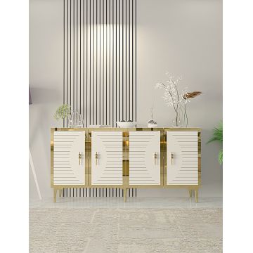 Consola, Hanah Home, Tuna, 150x75x32 cm, PAL , Safir / Alb / Aur