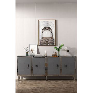 Consola, Hanah Home, Tuna 180, 180x75x32 cm, PAL , Antracit / Argintiu