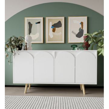 Consola, Hanah Home, Venezia 150, 150x80x45 cm, PAL, Alb