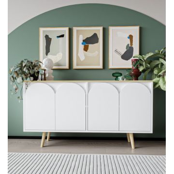 Consola, Hanah Home, Venezia 150, 150x80x45 cm, PAL, Stejar Safir / Alb