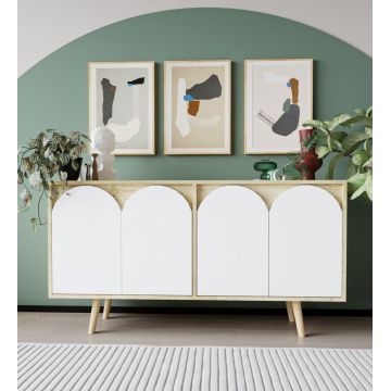 Consola, Hanah Home, Venezia 150, 150x80x45 cm, PAL, Stejar Safir / Alb