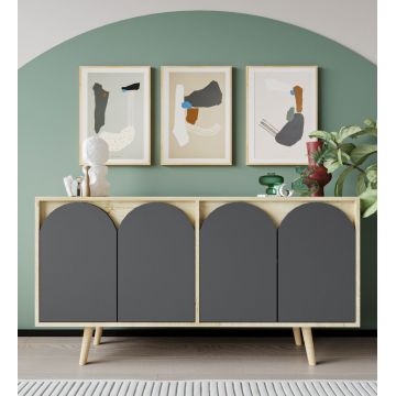 Consola, Hanah Home, Venezia 150, 150x80x45 cm, PAL, Stejar safir / Antracit