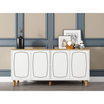 Consola, Hanah Home, Yekta, 150x73x36 cm, PAL, Stejar Safir / Alb