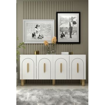 Consola, Hanah Home, Yosun, 150x75x35 cm, PAL , Stejar alb / safir