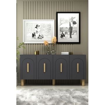 Consola, Hanah Home, Yosun, 150x75x35 cm, PAL , Stejar antracit / safir