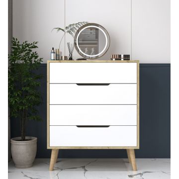 Dulap, Hanah Home, Flora, 78x95x45 cm, PAL, Stejar Safir / Alb