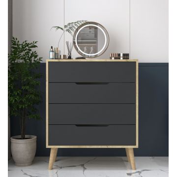 Dulap, Hanah Home, Flora, 78x95x45 cm, PAL, Stejar safir / Antracit