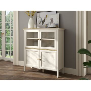 Dulap multifunctional, Hanah Home, FRN-21022, 110.4x120x44.2 cm, PAL, Crem / Stejar