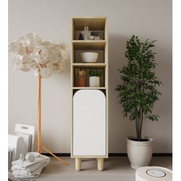 Dulap multifunctional, Hanah Home, Parma 1, 37x155x40 cm, PAL, Stejar Safir / Alb