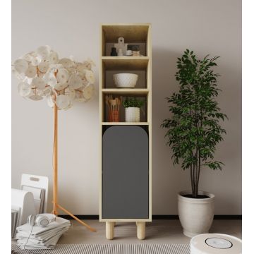 Dulap multifunctional, Hanah Home, Parma 1, 37x155x40 cm, PAL, Stejar safir / Antracit