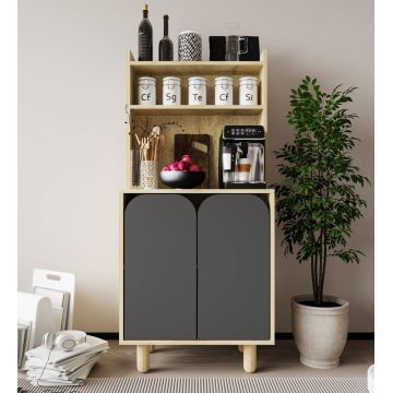 Dulap multifunctional, Hanah Home, Parma 2, 70x155x40 cm, PAL, Stejar safir / Antracit