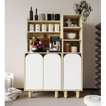 Dulap multifunctional, Hanah Home, Parma 3, 105x155x40 cm, PAL, Stejar Safir / Alb