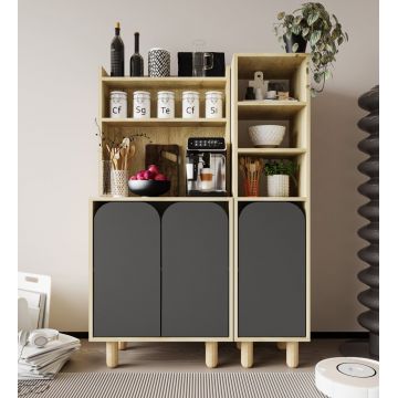 Dulap multifunctional, Hanah Home, Parma 3, 105x155x40 cm, PAL, Stejar safir / Antracit