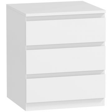 HOMCOM Comodă 3 sertare cu închidere silențioasă Comodă pentru living Birou Stil modern 45x40x52,8 cm Alb | Aosom Romania