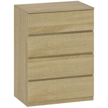 HOMCOM Comodă cu 4 Sertare, Dulap Înalt pentru Dormitor, Comodă cu Sertare cu Ghidaje Metalice și Mânere Scanalate, Alb | Aosom Romania