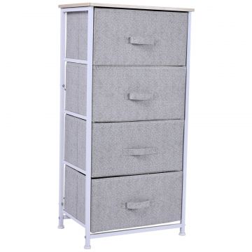 Homcom Mobila Container cu 4 Sertare din Lin Panou Sasiu in Otel Vopsea Praf Raft Superior in MDF Max:25 kg 45x30x92cm