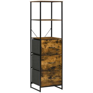 HOMCOM Mobilier de depozitare cu rafturi și 3 sertare din material textil pliabile detașabile, stil industrial, dim. 44L x 40l x 155Î cm | Aosom Romania HOMCOM Mobilier de depozitare cu rafturi și 3 sertare din material textil pliabile detașabile, stil industrial, dim. 44L x 40l x 155Î cm | Aosom Romania