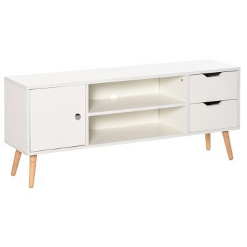 HOMCOM Mobilier Suport TV Modern din Lemn Alb, Mobilier Suport TV de Design pentru TV Max. 42