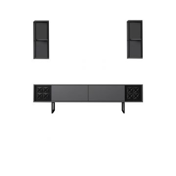 Set mobilier living, Bexley, Black Line Set, PAL, Antracit / Negru Set mobilier living, Bexley, Black Line Set, PAL, Antracit / Negru