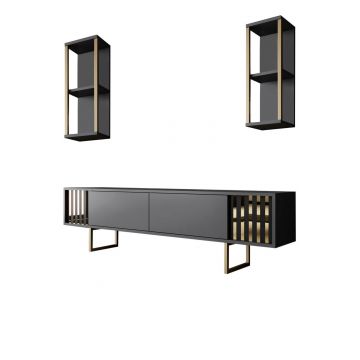 Set mobilier living, Bexley, Gold Line, PAL, Antracit / Aur