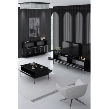 Set mobilier living, Bexley, Lord, PAL, Negru/Argintiu Set mobilier living, Bexley, Lord, PAL, Negru/Argintiu