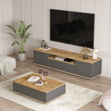Set mobilier living, Locelso, FR17-AA, PAL, Pin Atlantic / Antracit