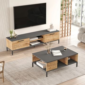 Set mobilier living, Locelso, Rl5-Aa, PAL, Pin Atlantic / Antracit