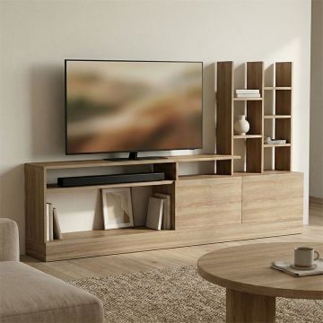 Ansamblu comoda TV, Seruno, Stejar, 170x25x100 cm