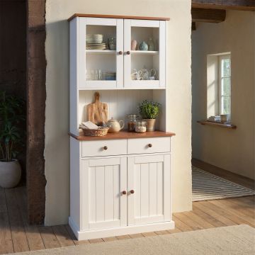 Bufet Westerland 5.2 , Inter Link, 90x45x190 cm, lemn, alb/maro sepia