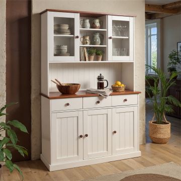 Bufet Westerland 6.2 , Inter Link, 131x45x190 cm, lemn, alb/maro sepia