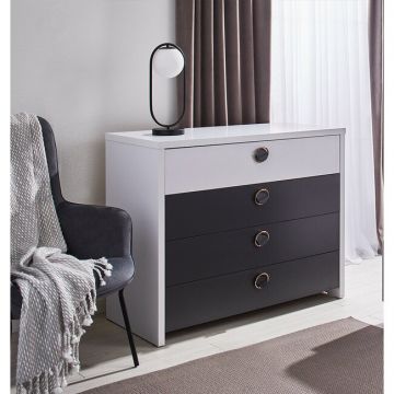 Comodă Cristal cu sertare, din PAL melaminat, 110x50x90 cm, grafit