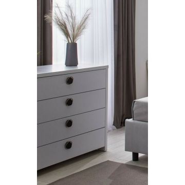 Comodă Cristal, design modern cu sertare multiple, PAL melaminat, 110x50x90 cm, alb