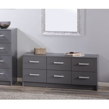 Comoda Elenzio 6, Inter Link, 121.8x40x50.8 cm, PAL, gri