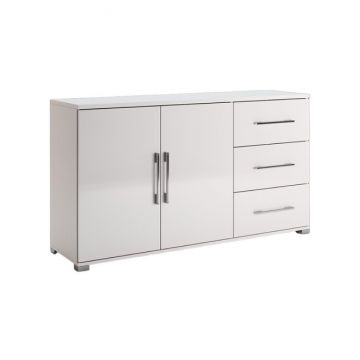 Comodă Family 2U3S, Cu 2 Uși Și 3 Sertare, Design Modern, PAL, 145.8x40x82.3 cm, Alb
